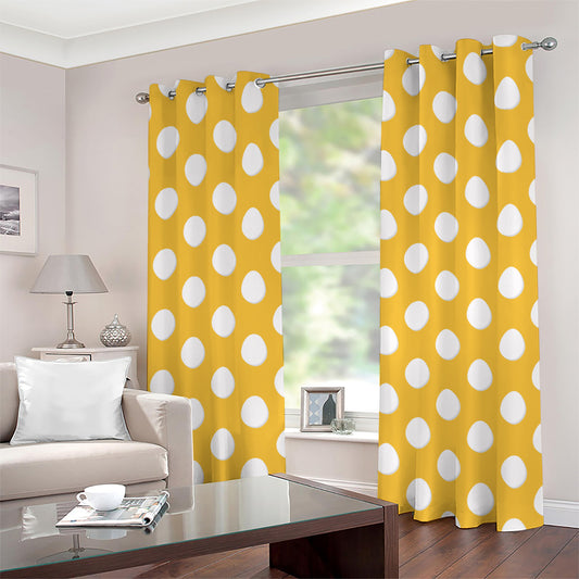 Yellow Eggs Pattern Print Grommet Curtains