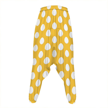 Yellow Eggs Pattern Print Hammer Pants
