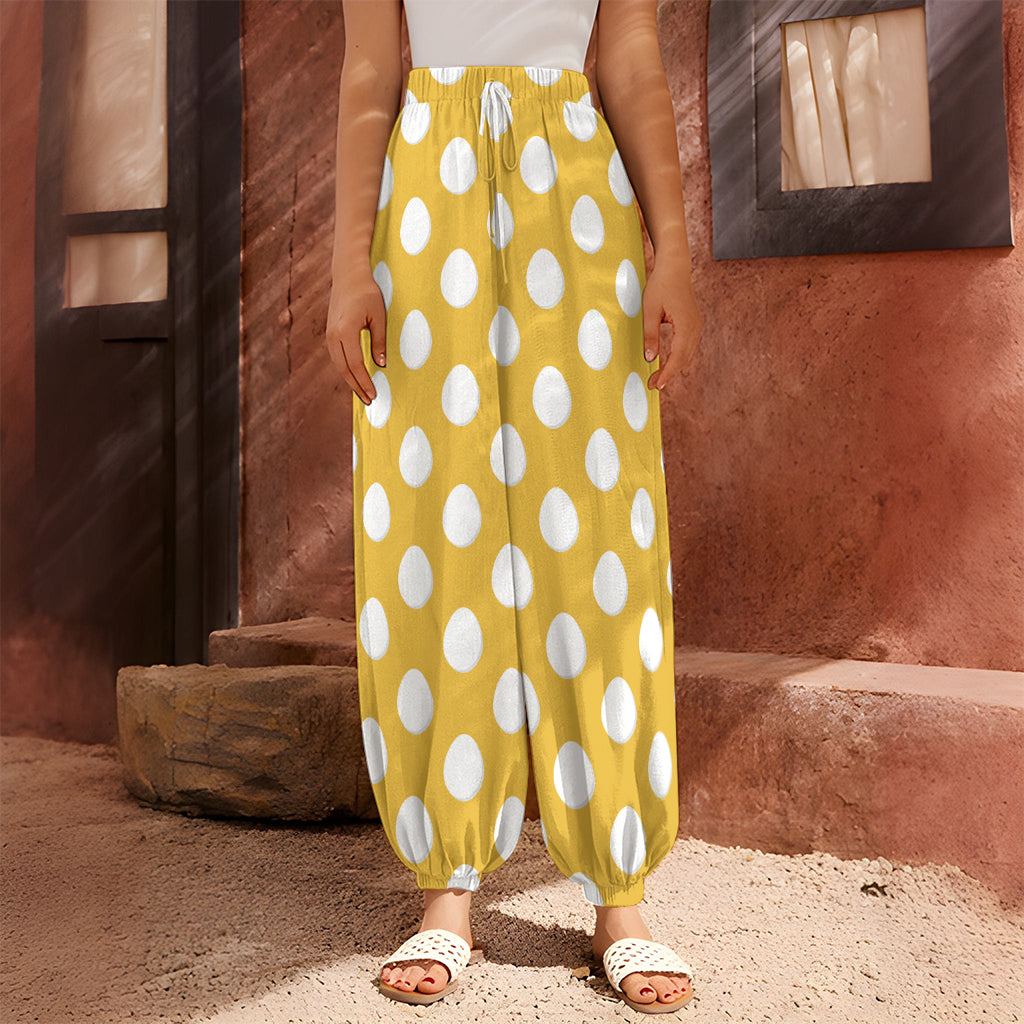 Yellow Eggs Pattern Print Harem Pants