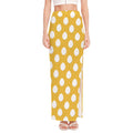 Yellow Eggs Pattern Print High Slit Maxi Skirt