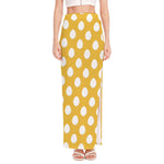 Yellow Eggs Pattern Print High Slit Maxi Skirt
