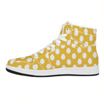 Yellow Eggs Pattern Print High Top Leather Sneakers