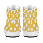 Yellow Eggs Pattern Print High Top Leather Sneakers