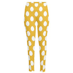 Yellow Eggs Pattern Print High-Waisted Pocket Leggings