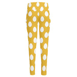Yellow Eggs Pattern Print High-Waisted Pocket Leggings
