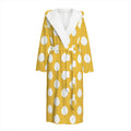 Yellow Eggs Pattern Print Hooded Bathrobe