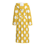 Yellow Eggs Pattern Print Hooded Bathrobe