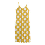Yellow Eggs Pattern Print Jersey Midi Cami Dress
