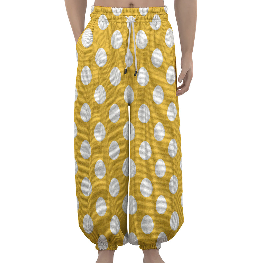 Yellow Eggs Pattern Print Lantern Pants