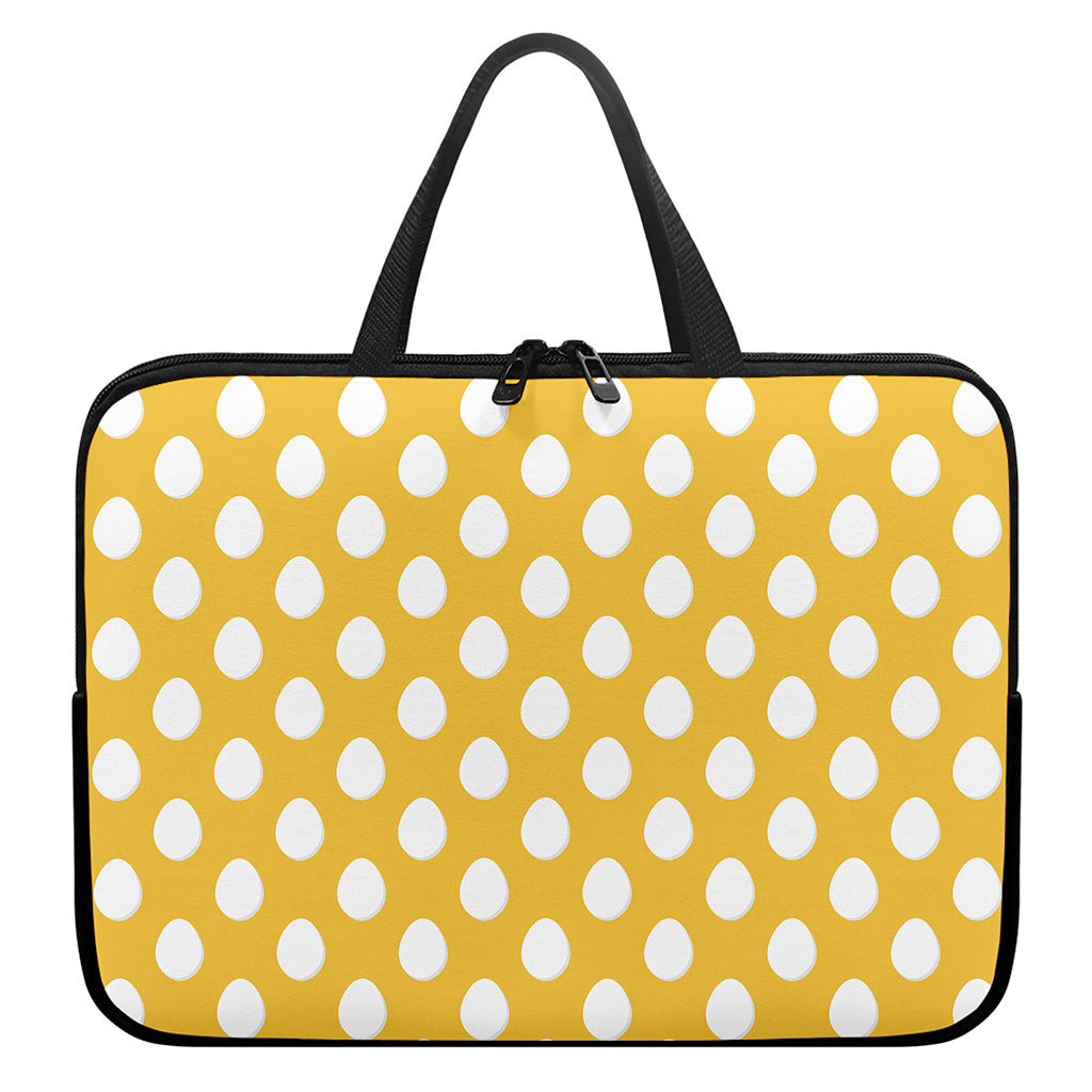 Yellow Eggs Pattern Print Laptop Sleeve With Handle