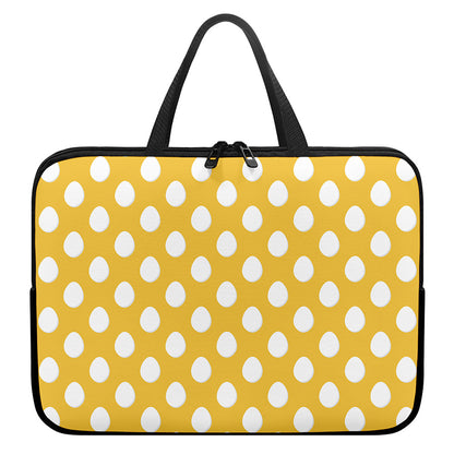Yellow Eggs Pattern Print Laptop Sleeve With Handle