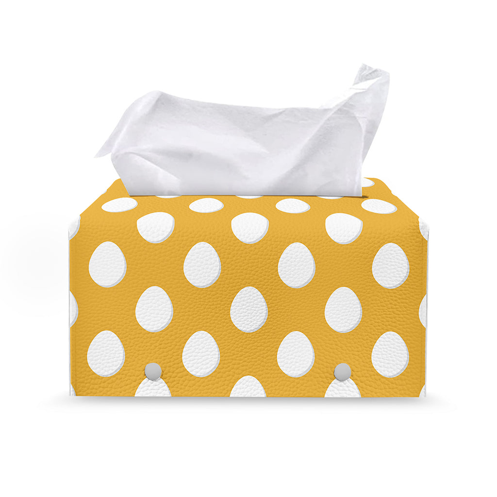 Yellow Eggs Pattern Print Leather Tissue Box Cover