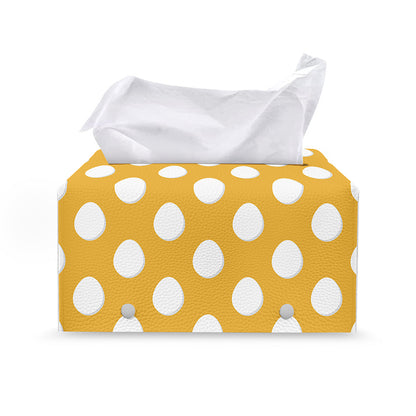 Yellow Eggs Pattern Print Leather Tissue Box Cover