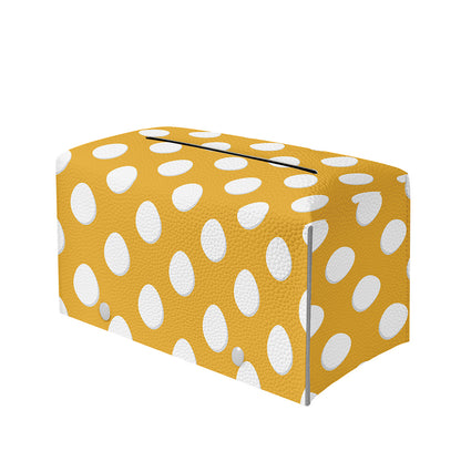 Yellow Eggs Pattern Print Leather Tissue Box Cover