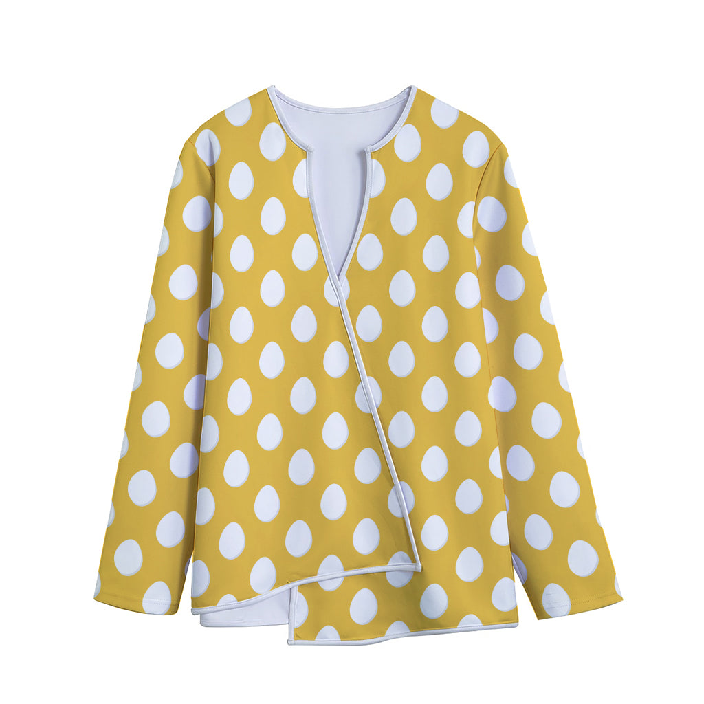 Yellow Eggs Pattern Print Long Sleeve Short Coat
