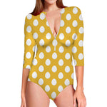 Yellow Eggs Pattern Print Long Sleeve Swimsuit
