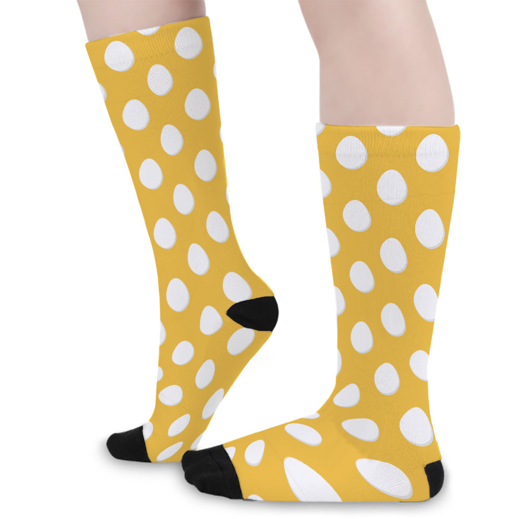 Yellow Eggs Pattern Print Long Socks