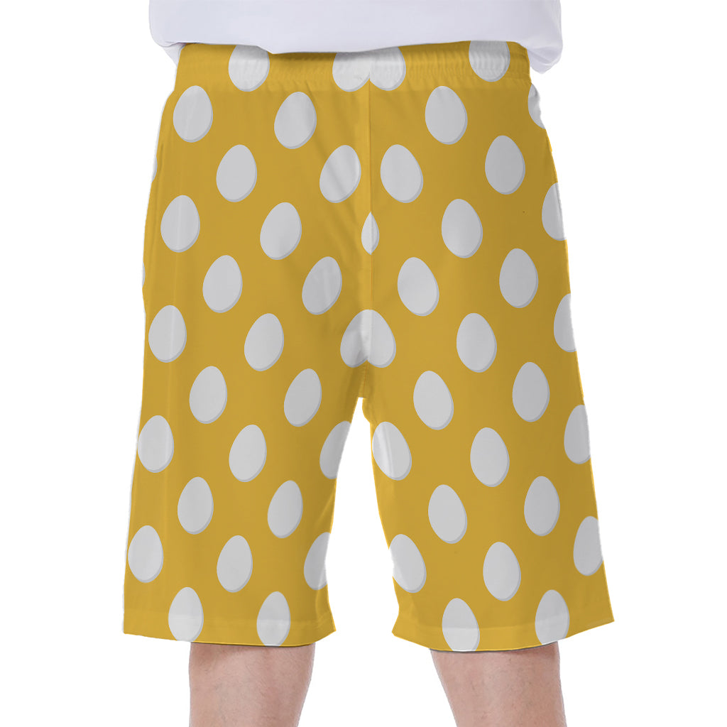 Yellow Eggs Pattern Print Men's Beach Shorts