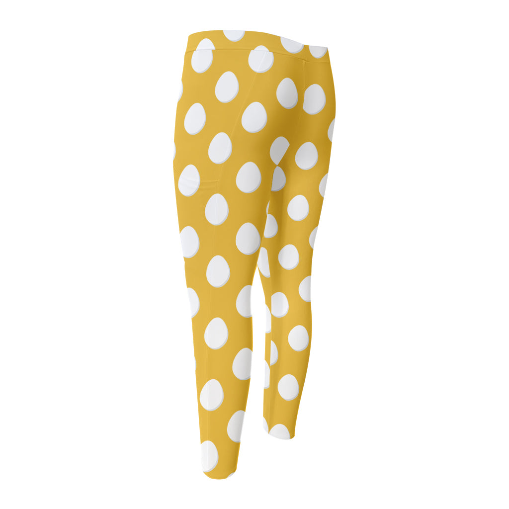 Yellow Eggs Pattern Print Men's Compression Pants