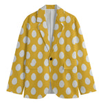 Yellow Eggs Pattern Print Men's Cotton Blazer