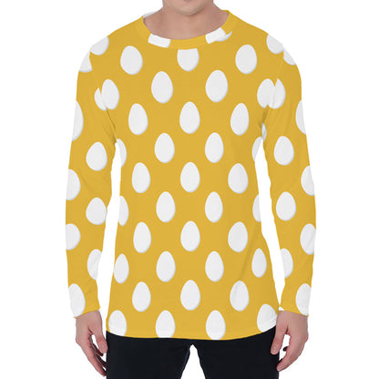 Yellow Eggs Pattern Print Men's Long Sleeve T-Shirt