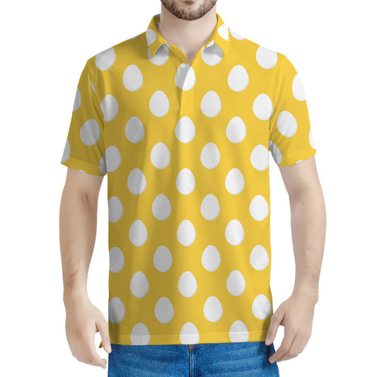 Yellow Eggs Pattern Print Men's Polo Shirt