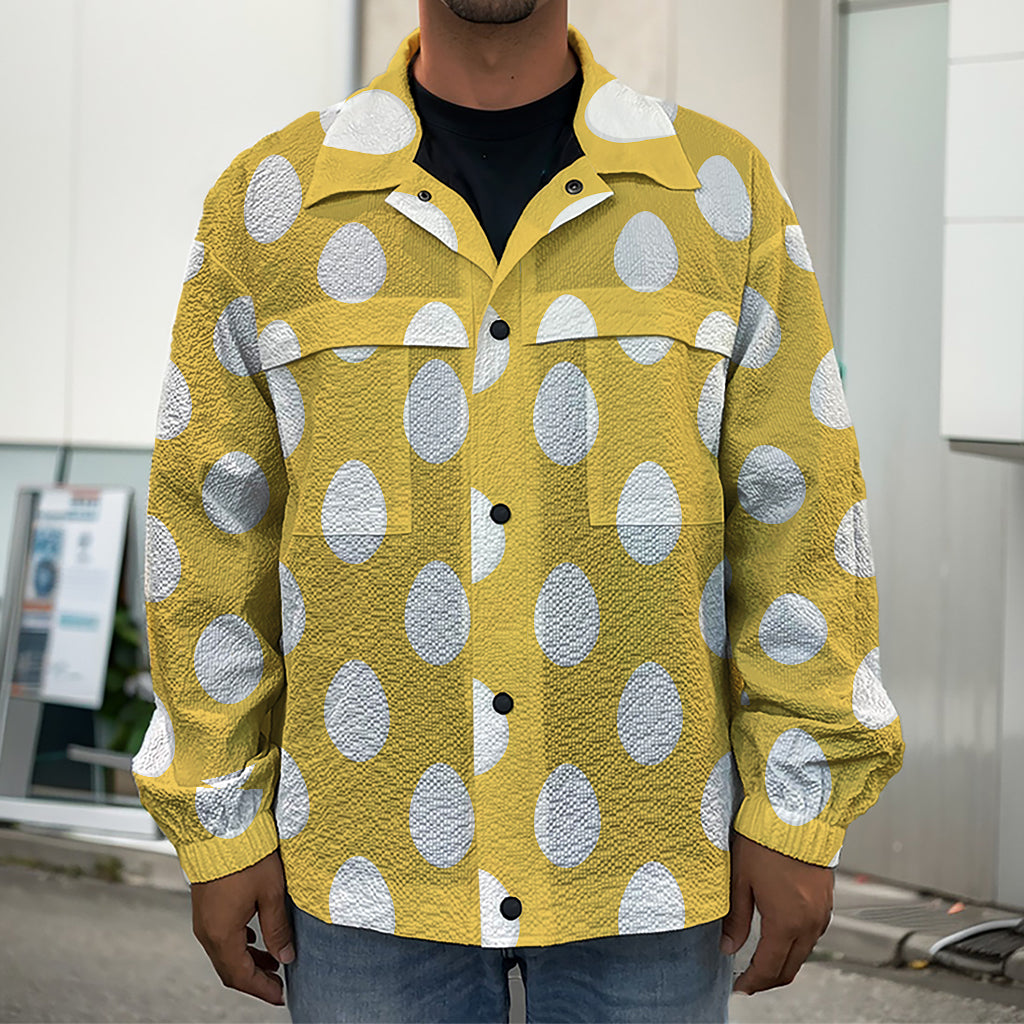 Yellow Eggs Pattern Print Men's Shirt Jacket