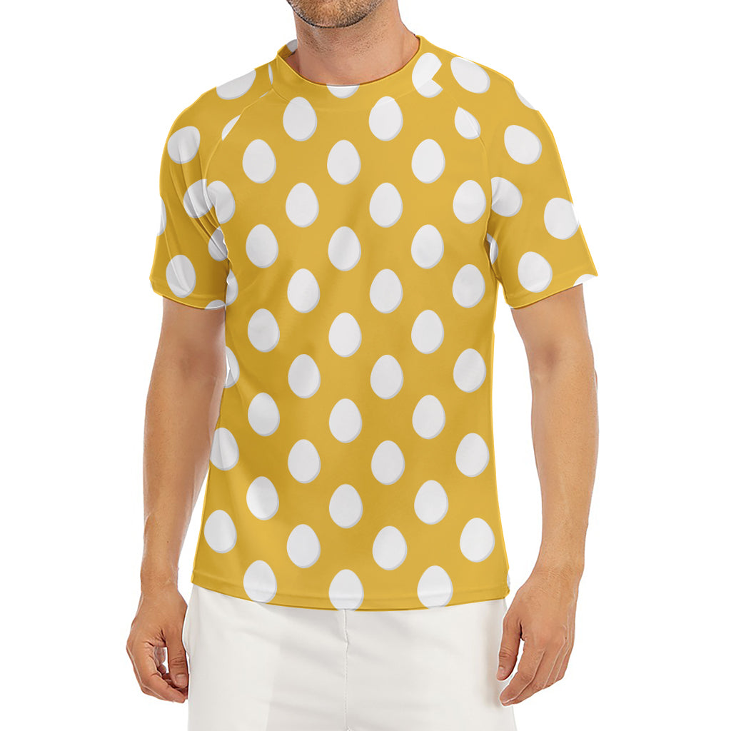 Yellow Eggs Pattern Print Men's Short Sleeve Rash Guard