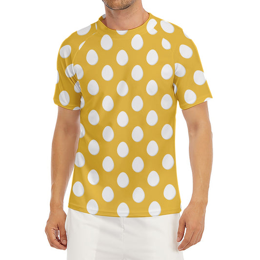 Yellow Eggs Pattern Print Men's Short Sleeve Rash Guard
