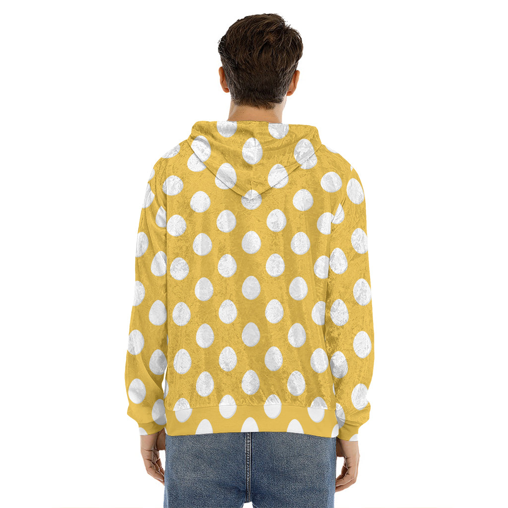 Yellow Eggs Pattern Print Men's Velvet Pullover Hoodie
