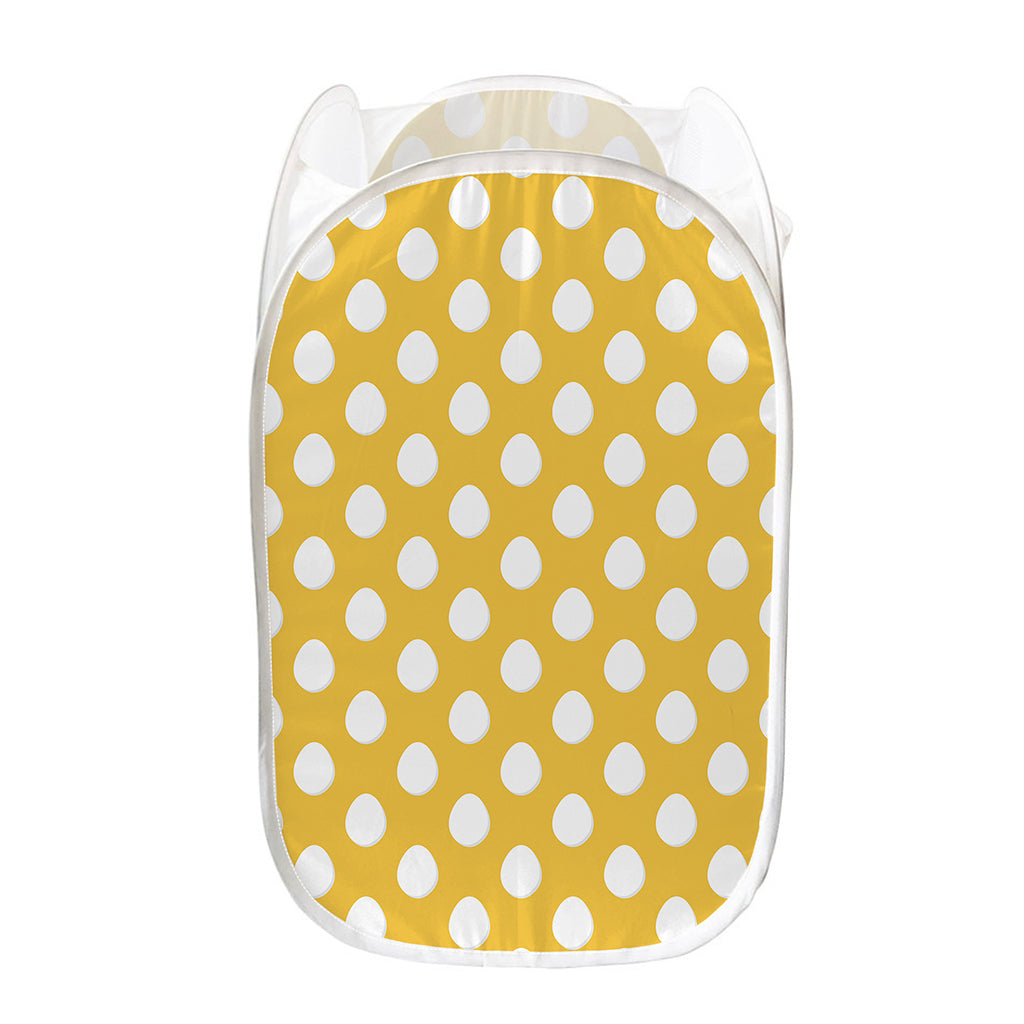 Yellow Eggs Pattern Print Mesh Laundry Hamper