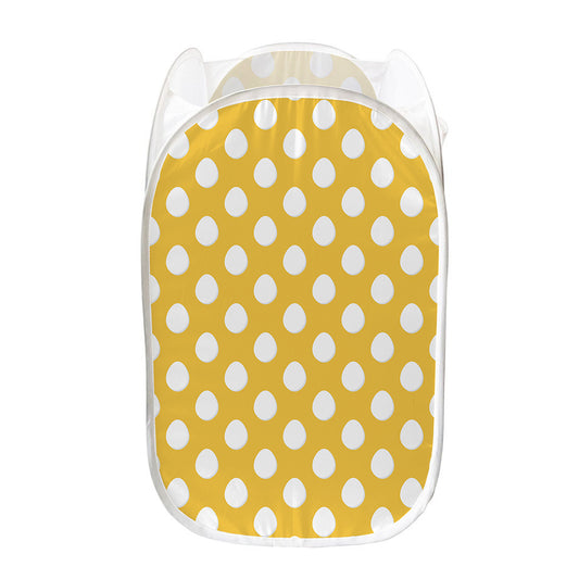 Yellow Eggs Pattern Print Mesh Laundry Hamper