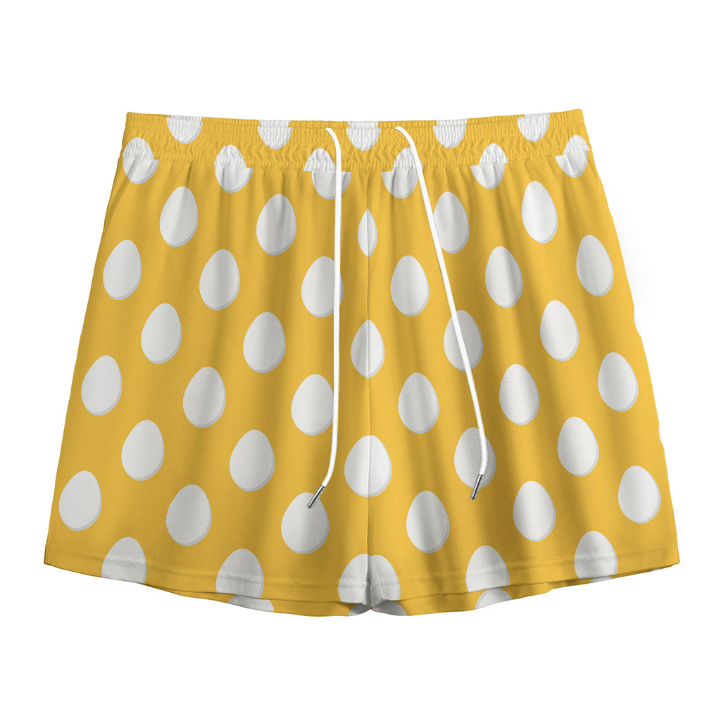 Yellow Eggs Pattern Print Mesh Shorts