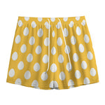 Yellow Eggs Pattern Print Mesh Shorts