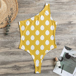 Yellow Eggs Pattern Print One Shoulder Bodysuit