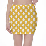 Yellow Eggs Pattern Print Pencil Mini Skirt
