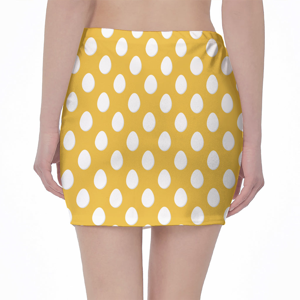 Yellow Eggs Pattern Print Pencil Mini Skirt