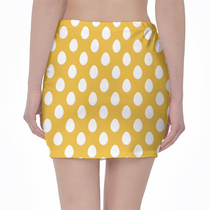 Yellow Eggs Pattern Print Pencil Mini Skirt