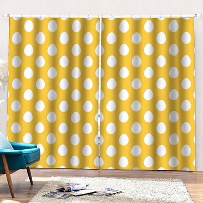 Yellow Eggs Pattern Print Pencil Pleat Curtains