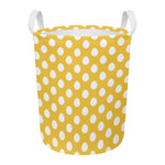 Yellow Eggs Pattern Print Round Laundry Basket