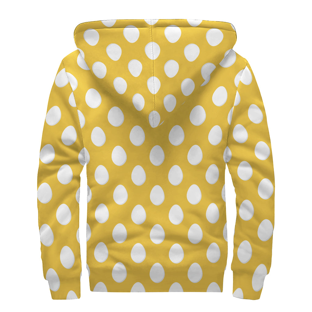Yellow Eggs Pattern Print Sherpa Lined Zip Up Hoodie