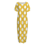 Yellow Eggs Pattern Print Short Sleeve Long Nightdress