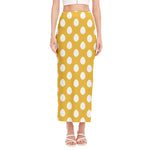 Yellow Eggs Pattern Print Side Slit Maxi Skirt