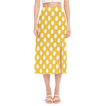Yellow Eggs Pattern Print Side Slit Midi Skirt