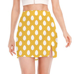 Yellow Eggs Pattern Print Side Slit Mini Skirt