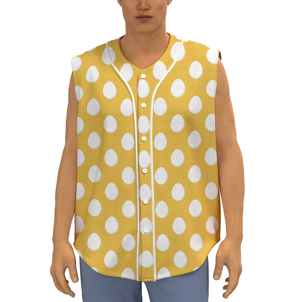 Yellow Eggs Pattern Print Sleeveless Baseball Jersey