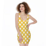 Yellow Eggs Pattern Print Sleeveless Bodycon Dress