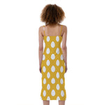 Yellow Eggs Pattern Print Slim Fit Midi Cami Dress