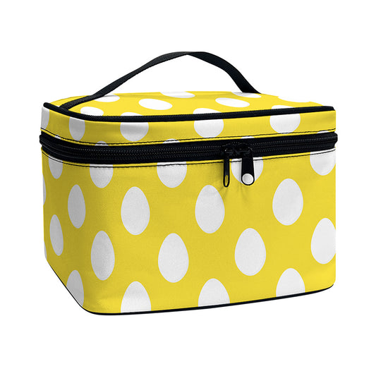 Yellow Eggs Pattern Print Travel Makeup Bag