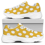 Yellow Eggs Pattern Print White Chunky Shoes